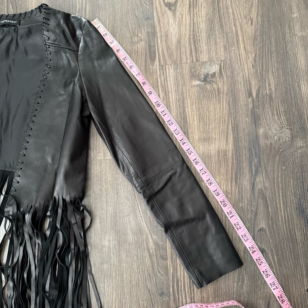 ThePerfext Christy Fringe Trim Accent Western Genuine Leather Jacket - Picture 14 of 16